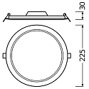 Ledvance LED Recessed luminaire DOWNLIGHT SLIM ROUND � 22.5cm x H 3cm, 18W 4000K 1530lm 120�