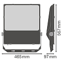 Ledvance floodlight FL PFM DA SYM R30 290W 4000K BK DALI controllable, symmetrical IP66, black