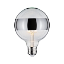 LED Deco Globe G125 Ring mirrored Lamp SILVER, 230V, E27, 6.5W 2600K 640lm, dimmable, clear