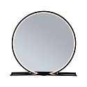 mirror with lighting MIRO � 50CM round, with frame, tunable white, with shelf IP44, black matt 