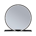 mirror with lighting MIRO � 50CM round, with frame, tunable white, with shelf IP44, black matt 