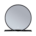 mirror with lighting MIRO � 50CM round, with frame, tunable white, with shelf IP44, black matt 