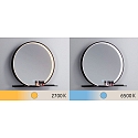 mirror with lighting MIRO � 50CM round, with frame, tunable white, with shelf IP44, black matt 