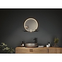 mirror with lighting MIRO � 50CM round, with frame, tunable white, with shelf IP44, black matt 