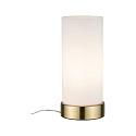 Paulmann table lamp PINJA cylindrical, with switch E14, brushed brass, opal white dimmable
