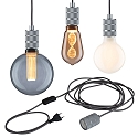 Paulmann pendant luminaire NEORDIC TILLA with switch, with plug E27 IP20, aluminium, grey dimmable