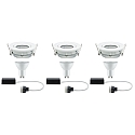Paulmann Recessed luminaire LED Nova, IP65, round, 7W, GU10, set of 3 swiveling, white
