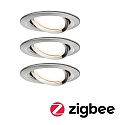 Paulmann recessed luminaire NOVA PLUS COIN WW LED round, swivelling, set of 3, ZigBee controllable IP23