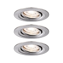 Paulmann Set of 3 Recessed spot LED NOVA MINI PLUS with LED Module, IP23, swivelling, 230V, 4.2W 2700K 300lm 38�, dimmable, iron brushed