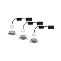 Paulmann Set of 3 Recessed spot LED NOVA MINI PLUS with LED Module, IP23, swivelling, 230V, 4.2W 2700K 300lm 38�, dimmable, iron brushed