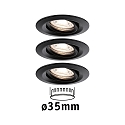 Paulmann recessed luminaire NOVA MINI PLUS COIN swivelling, set of 3 IP23, black matt dimmable 4W 310lm 2700K 38� 38� CRI >80