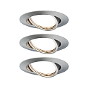 recessed luminaire BASE COIN swivelling, set of 3 IP20, brushed iron dimmable 15W 370lm 3000K 100� 100� CRI > 83