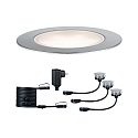 Paulmann Plug&Shine Floor recessed luminaires set of 3 FLOOR ECO, IP65, 24V, 3x 1.3W 3000K 50lm 90�, dimmable, silver