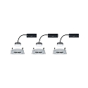 Paulmann Paulmann Recessed luminaire LED Coin Slim, IP44, square, 6,8W, set of 3 dimmable, aluminum