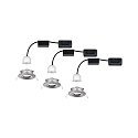 Set of 3 LED Recessed luminaire NOVA MINI with Module COIN, IP44, fixed, iron brushed