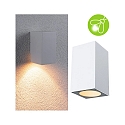 Paulmann outdoor wall luminaire FLAME UP OR DOWN 1 flame, square, switchable, insect friendly IP44, white 