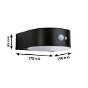 Paulmann solar wall luminaire EILEEN PIR round, with switch, with motion detector IP44, black 