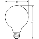 RADIUM filament lamp globe STAR GLOBE DIM G120/F G120 matt E27 11W 1521lm 2700K 330� CRI >80 dimmable