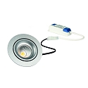 LED Recessed spot GAIL set of 1, round, 6W, 3000K, IP40, swivelling, On-Off, Plug&play, silver