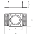 Rutec Projekt ceiling recessed luminaire VANYA 1 flame, swivelling, square, flush IP20, black dimmable