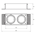 Rutec Projekt ceiling recessed luminaire VANYA 2 flames, square, swivelling, flush IP20, black dimmable