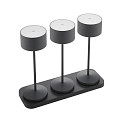 battery table lamp VELUNA set of 3 IP44, night black dimmable