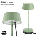 SIGOR battery table lamp FACETTA IP44, sage green dimmable