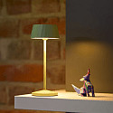 SIGOR battery table lamp FACETTA IP44, sage green dimmable
