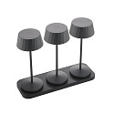 battery table lamp FACETTA set of 3 IP44, night black dimmable