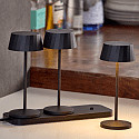 SIGOR battery table lamp FACETTA down, CCT Switch, set of 3, with touch dimmer IP44, night black dimmable