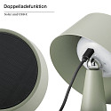 SIGOR battery table lamp SOLINO IP44, sage green dimmable