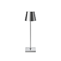 battery table lamp NUINDIE USB-C round IP54, silver anodised dimmable