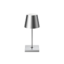 battery table lamp NUINDIE MINI USB-C round IP54, silver anodised dimmable