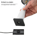 SIGOR battery table lamp THALA round, CCT Switch, with touch dimmer IP65, night black, white ceramic dimmable