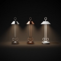 battery table lamp NUDIDEROT with hook, CCT Switch, with touch dimmer IP54, copper dimmable