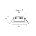SIGOR recessed luminaire DILED 68 swivelling IP20, steel dimmable 6W 380lm 3000K 36� 36� CRI 95