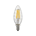 LED Filament light bulb CANDLE TWISTED, 230V, � 3.5cm / L 9.7cm, E14, 4.5W 2700K 470lm 300�, dimmable, clear