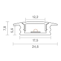 SIGOR Recessed profile FLAT 12 - for LED Strips up to 1.22cm width, with side wings, length 100cm