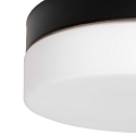 Steinhauer outdoor ceiling luminaire IKARO small, round, cylindrical IP44, black matt dimmable