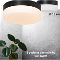 Steinhauer outdoor ceiling luminaire IKARO small, round, cylindrical IP44, black matt dimmable