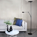 Steinhauer Steinhauer Floor lamp ZODIAC LED, 2 flames, with reading arm, black