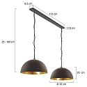 Steinhauer Steinhauer Pendant luminaire SEMICIRKEL, 2 flames, black