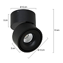 Mexlite ceiling luminaire FEZ 1 flame, round, swivelling, rotatable, set back IP20, black matt dimmable