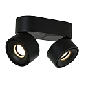 Mexlite ceiling luminaire FEZ 2 flames, oval, swivelling, rotatable, set back IP20, black matt dimmable