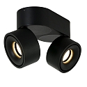 Mexlite ceiling luminaire FEZ 2 flames, oval, swivelling, rotatable, set back IP20, black matt dimmable