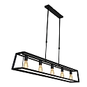 Mexlite pendant luminaire BUCKLEY 5 flames, adjustable E27 IP20, black matt dimmable