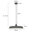 Steinhauer pendant luminaire KRISIP down, 1 flame, flat E27 IP20, grey, mat dimmable