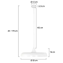 Steinhauer pendant luminaire KRISIP down, 1 flame, flat E27 IP20, white matt dimmable
