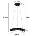 Steinhauer pendant luminaire RINGLEDE - � 48CM large, round, direct / indirect IP20, black matt dimmable