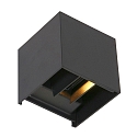 Steinhauer Steinhauer Outdoor wall luminaire, LED, 2 flames, with sensor, 2x3W, 2700K, IP54, black